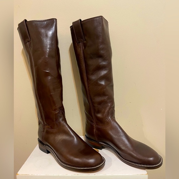 NWT Alberta Boots Brown Cowhide Over the knee Round Toe Boots Women Size  9 US - Picture 1 of 9